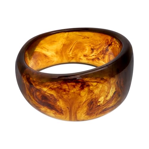 Chunky Resin Wide Bangle Bracelets for Women, Trendy Statement Minimalist Acrylic Bracelet Prom Holiday Jewelry Gift - color: Bangle Brown