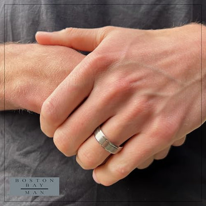 Boston Bay Diamonds Tantalum Comfort Fit Mens Wedding Band or Fashion Ring - 7mm & 8mm - Choice of Style - color: 8mm Channel Accent