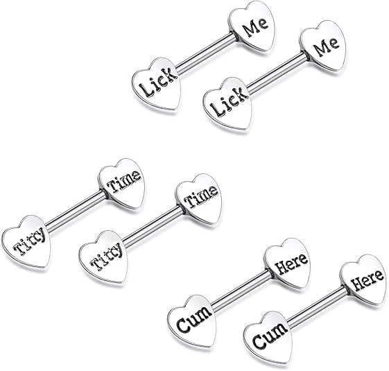 Hicarer 3 Pairs Women Breast Rings 14g Stainless Steel Breast Rings Tongue Barbell Heart Shape Body Piercing Jewelry - style: Stylish Style