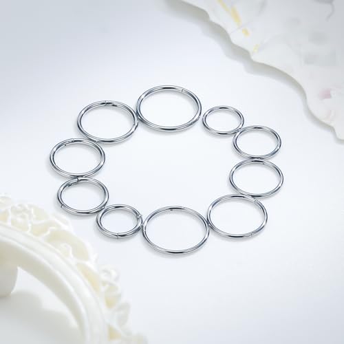 Ruifan 20G Titanium Nose Rings Hoops Septum Rings Nose Clicker Ring Lip Tragus Helix Cartilage Daith Rook Sleeper Earring Body Piercing Jewerly for Women Men 9MM