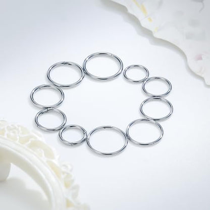Ruifan 20G Titanium Nose Rings Hoops Septum Rings Nose Clicker Ring Lip Tragus Helix Cartilage Daith Rook Sleeper Earring Body Piercing Jewerly for Women Men 9MM