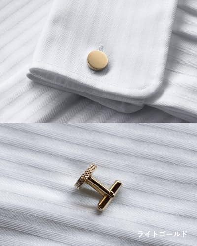[TAVARAT] Cufflinks for Men cuff links mens classic round shape Black Silver Light Gold Tps-177 - style: light gold (Tps-173)