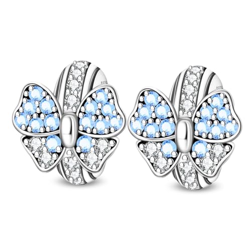 2pcs Stopper Spacer Beads for Pandora Bracelets, Sterling Silver Cross Ladybug Clip Spacer Charms For Bracelet DIY Jewelry Gift - color: Blue Bowtie