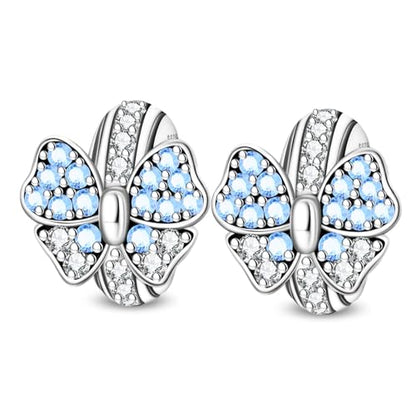 2pcs Stopper Spacer Beads for Pandora Bracelets, Sterling Silver Cross Ladybug Clip Spacer Charms For Bracelet DIY Jewelry Gift - color: Blue Bowtie