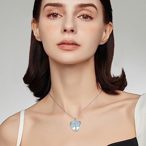 YAFEINI 925 Sterling Silver Moonstone Necklace Filigree Teardrop Pendant Necklace Jewelry for Women Girls - color: L-Heart Tree of Life Moonstone Necklace