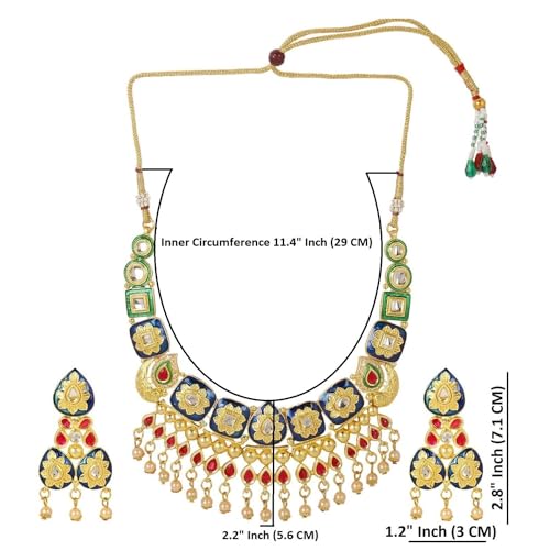 Efulgenz Indian Wedding Antique Crystal Faux Pearl Necklace Set for Women - color: Gold Multi