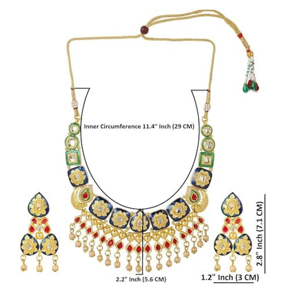 Efulgenz Indian Wedding Antique Crystal Faux Pearl Necklace Set for Women - color: Gold Multi