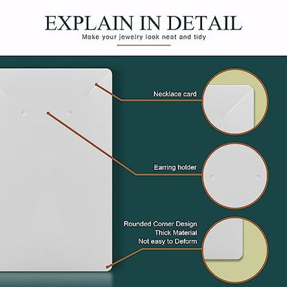 Earring Cards, Set Earring Making Supplies with 100 Pcs Earring Holder Cards 200 Pcs Earring Backs and 100 Jewelry Packaging for Earrings Necklace Jewelry Display, Jewelry Bags 3.5x2.4 Inches (White) - color: ZK100-White