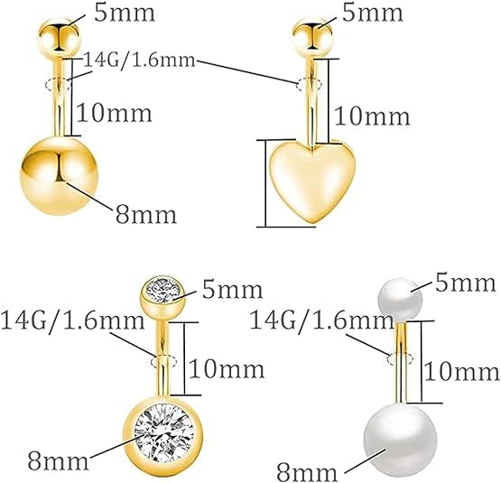 9 Pcs Pearl Belly Button Ring, Gold Belly Rings for Women | CZ Crystal Pearl Opal Belly Piercing Jewelry Surgical Stainless Steel Navel Piercing Rings Curved Barbells for Daily Wear