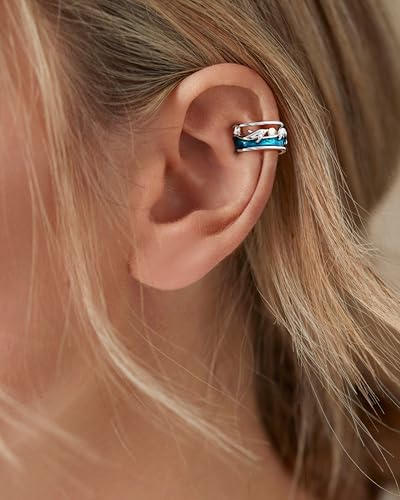 CHIC & ARTSY 925 Sterling Silver Ear Cuff Earrings Hypoallergenic Whales, Turtle No Piercing Ear Cuffs Earrings Adjustable Clip-on Earrings for Women - style: # Earcuff 5
