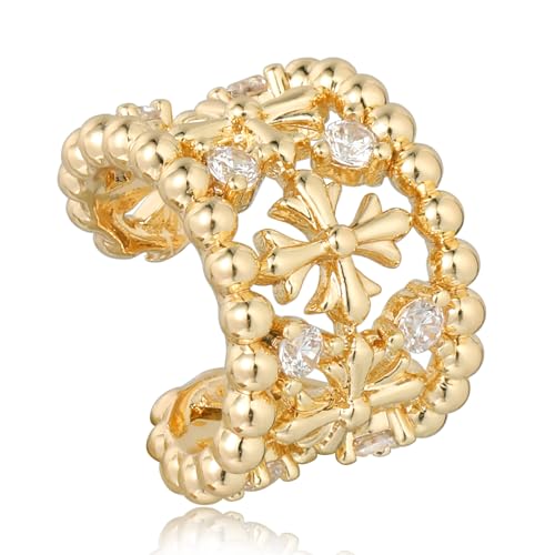 Chunky Ear Cuff Earrings for Women Single | Non Piercing, Clip On, 14K Gold Plated, Cubic Zirconia, Hypoallergenic, Jewelry Gifts - style: Iris