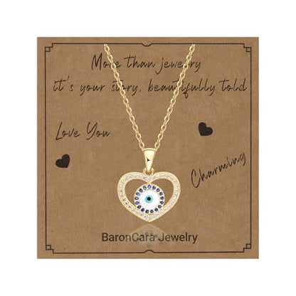 2 PCs Gold Plated Necklace Set for Women - Non Tarnish Jewelry Gift with Fashion Design - style: Evil Eye 1