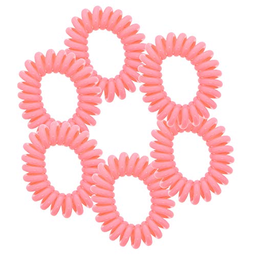 Small Coil Hair Ties For Girls - Set of 6 Coral - color: Coral
