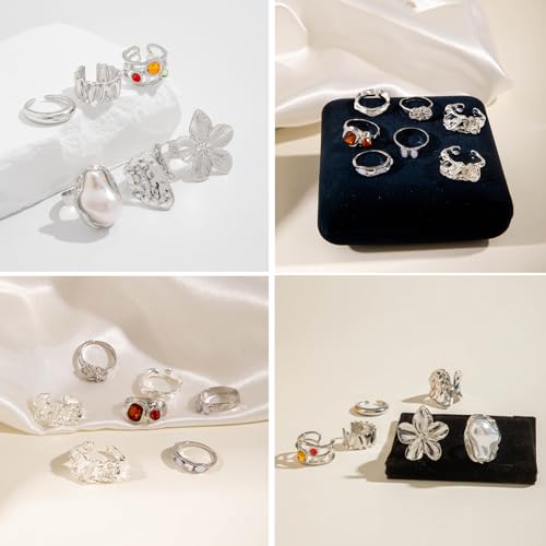 CHICUTIE Knuckle Rings Set For Women Stackable Joint Finger Midi Rings Dainty Cubic Crystal Zirconia Hollow Twist Cute Pack Jewelry Gift - color: Silver