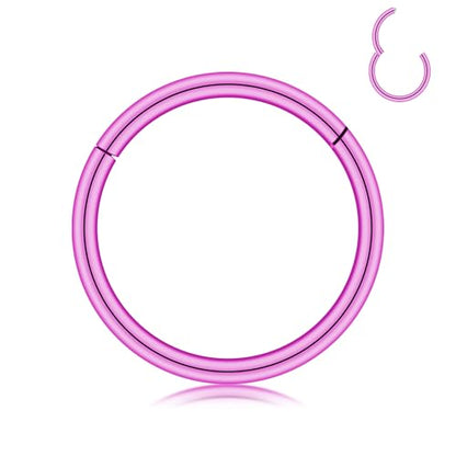 BLISI Grade 23 Titanium Nose Rings Hoops - 20G/18G/16G, 6/7/8/9/10mm Diameter, Hinged Click Rings for Nose, Lip, Helix, Cartilage, Rook - Hypoallergenic sleeper earrings, Black/Silver/Gold/Pink - color: 1PC, Pink, size: 20 Gauge, 6mm