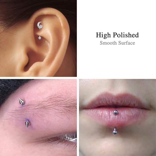 Zolure Rook Daith Piercing Jewelry 16G Eyebrow Rings for Women Rook Earring Curved Barbell Tragus Cartilage Vertical Labret Lip Piercing Jewelry Hypoallergenic - color: 16G 10mm #2S