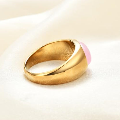 MYNENEY Signet Mens Pinky Rings Statement Wedding for Women - color: Pink-Gold