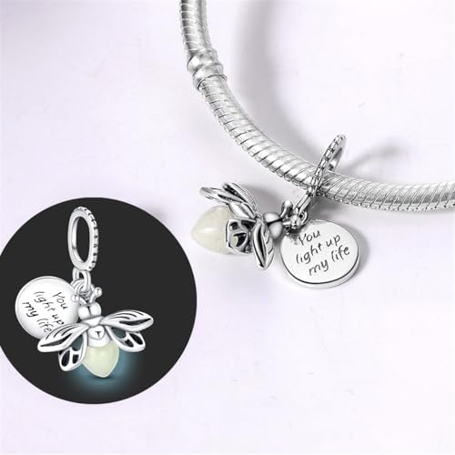 HappyStar 925 Sterling Silver Animal Dogs Charms Pendants fit Pandora Bracelets Necklaces Flowers Sports Travel Charms for Bracelets Women Jrwelry Gifts(with one Spacer Bead Charms) - style: Firefly charm
