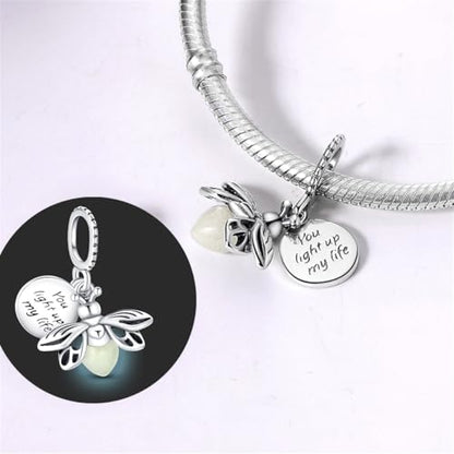 HappyStar 925 Sterling Silver Animal Dogs Charms Pendants fit Pandora Bracelets Necklaces Flowers Sports Travel Charms for Bracelets Women Jrwelry Gifts(with one Spacer Bead Charms) - style: Firefly charm