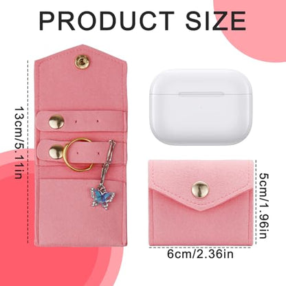 Mini Travel Jewelry Roll Bag with Buckle, Portable Foldable Travel Jewelry Case, Microfiber Small Jewelry Bags for Rings, Earrings, Necklaces (Pink) - color: Pink