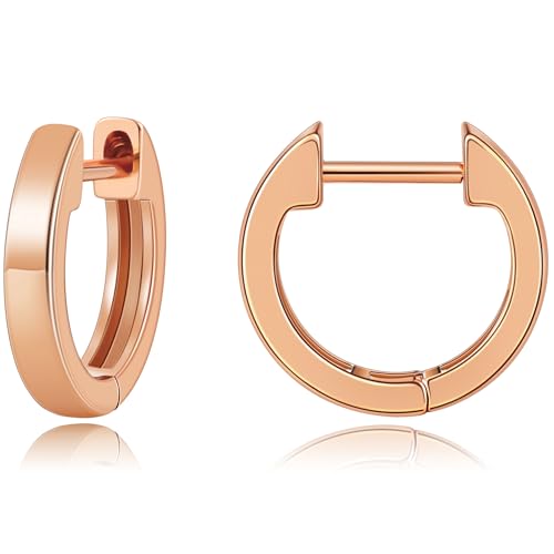 Gacimy Gold Huggie Earrings for Women, 14K Real Gold Plated, Small Hoop Earrings Cartilage Ear Cuff - color: Rose Gold, size: 13MM