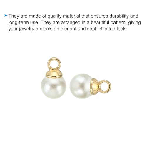 PATIKIL Pearl Charm, 100pcs Pearl Beads Faux Pearl Pendant Charm DIY for Jewelry Making Bracelets Earrings Necklace Crafts - color: Golden Beige, size: 5mm
