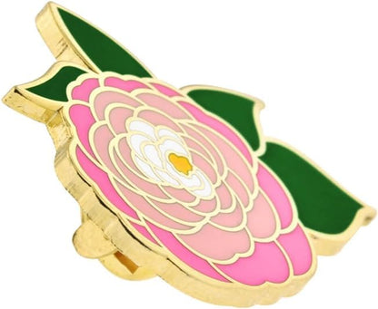 PinMart Flower Trendy Enamel Lapel Pin - color: Pink Peony, size: 1 Piece
