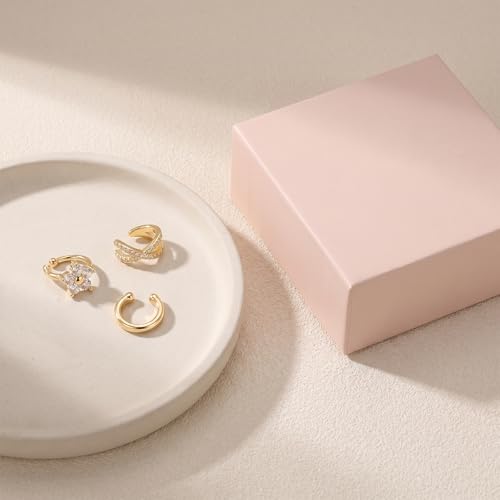 Ear Cuffs for Women Non Piercing - 3PCS Gold Clip On Earrings, 14K Gold Plated Adjustable Cuff Earrings for Women, Dainty Flower Design