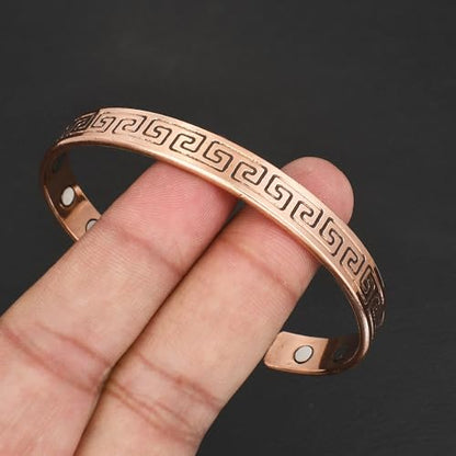 Pure Copper Cuff Bangle Bracelet 100% Solid, Raw & Uncoated Handmade Bracelets Jewelry Cuff Gift Bangle for Women & Men - color: Copper cb-108