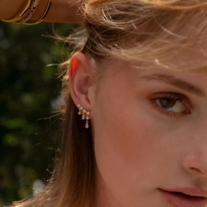 Ear Climber Earrings for Women, 14K Gold Plated/Silver Plated | Crawler Earrings Pierced with Cubic Zirconia, Hypoallergenic Cluster Stud Tragus Conch Daith Cartilage Jewelry Gift for Daily - color: Gold-6