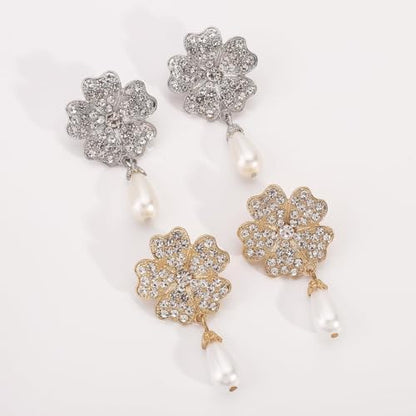 Gold Flower Dangle Earrings for Women Elegant Floral Drop Statement Jewelry Long Tassel Earrings - color: D-gold Flower Earrings