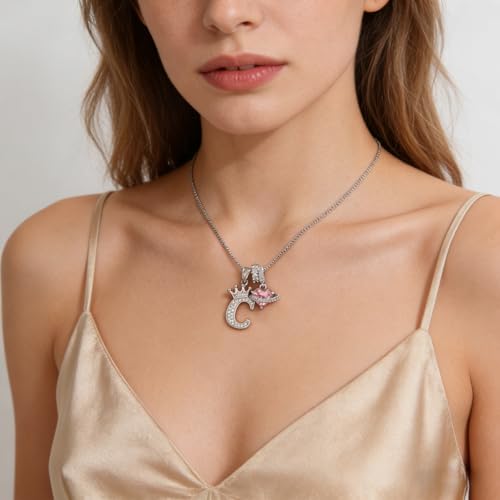18K Gold & Silver Plated Initial Necklaces for Women - color: C-Silver