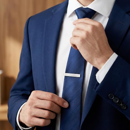 3Pcs Gold Tie Clip and Cufflink Set for Men - color: Silver