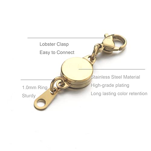 Zpsolution Stainless Steel Magnetic Clasps for Jewelry, 18K Gold Plated | Easy to Use, Strong Magnet, Magnetic Bracelet Clasps, Necklace Magnetic Clasp, Extender - color: Gold