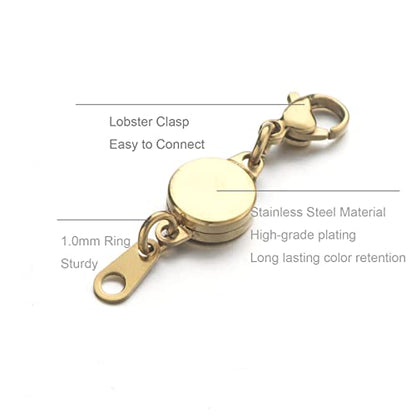 Zpsolution Stainless Steel Magnetic Clasps for Jewelry, 18K Gold Plated | Easy to Use, Strong Magnet, Magnetic Bracelet Clasps, Necklace Magnetic Clasp, Extender - color: Gold