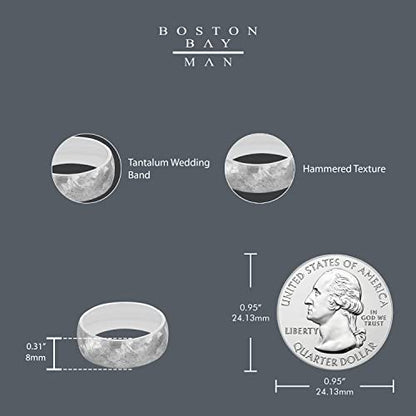 Boston Bay Diamonds Tantalum Comfort Fit Mens Wedding Band or Fashion Ring - 7mm & 8mm - Choice of Style - color: 8mm Hammered Texture