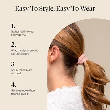 Kitsch Ribbed Hair Ties No Damage - Blush, 10pcs | Strong, Stretchy & Snag-Free Hair Bands – Soft Fabric Ponytail Holders, Stylish Elastics for Everyday Hairstyles - color: Blush Ribbed (Pack of 10)