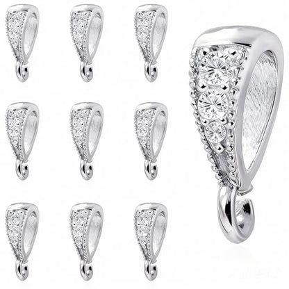 stino 10PCs Small Pendant Bail Clasps for Jewelry (White Gold Plated) | 10 Pack, Jewelry Connectors, Necklace Bails ,Secure, Jewelry Making - color: White Gold Plated