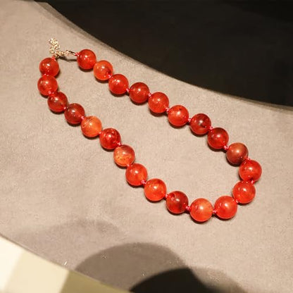 JNF Chunky Beaded Necklaces Women Large Big Ball Bead Choker Necklace Bold Statement Beads jewelry Gift - color: amber