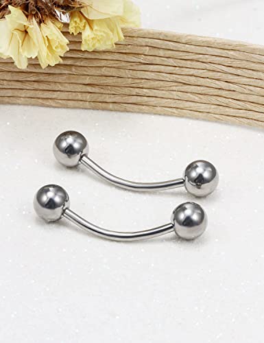 14G 16G Eyebrow Piercing Jewelry G23 Titanium Curved Barbell Eyebrow Ring Vertical Labret Lip Jewelry Rook Daith Earrings Piercing Jewelry for Women Men 6mm 8mm 10mm 12mm 14mm 16mm - color: 16G-14mm