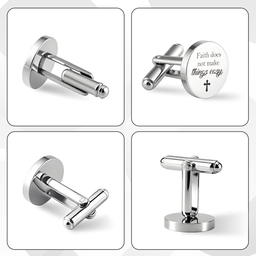 Mens Christian Gifts Inspirational Bible Verse Catholic Religious Spiritual Gifts Faith Based God Biblical Gift Fathers Day Birthday Presents Unique Christmas Gift Stainless Steel Cuff Links Cufflinks