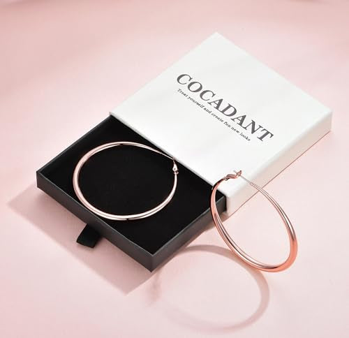 Cocadant 14K Real Gold Hoop Earrings for Women Trendy,Sterling Silver Post Hypoallergenic Lightweight Sparkly Rhinestone Big Hoop Earrings