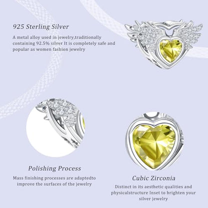 S925 12 Months Birthstone Charm for Pandora Bracelet, Gift on Birthday Christmas Mothers Valentines Anniversary Graduation, for Women Mom Daughter Friend Family Sister Aunt Grandma - color: November
