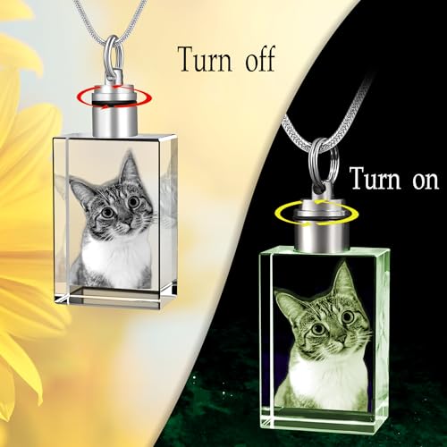 Farfume Personalized Photo Necklace for Women/Men, Memorial Jewelry Gifts | Holds 2 Pictures Pendant, Custom Engraved Text, Beautiful Locket for Girls, Durable Stainless Steel, Mothers Day Gifts - color: Crystal Square Necklace