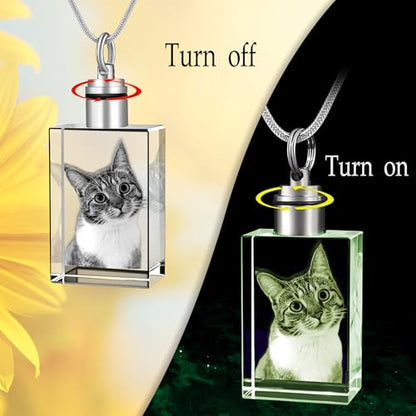 Farfume Personalized Photo Necklace for Women/Men, Memorial Jewelry Gifts | Holds 2 Pictures Pendant, Custom Engraved Text, Beautiful Locket for Girls, Durable Stainless Steel, Mothers Day Gifts - color: Crystal Square Necklace