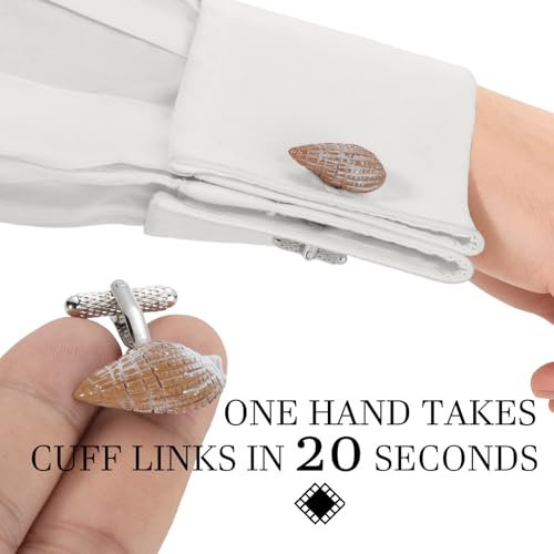 HAWSON Various Unique Cuff Links Mens, Animal/Tactical/Music/Holiday/Cufflinks, Themed Wedding Dinner Party Gift Suit Accessories - style: Conch Shell