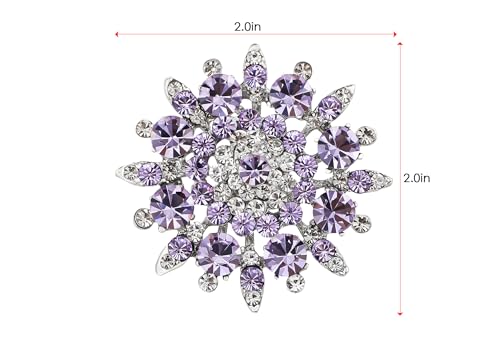 Alilang Adustable Silver Blue Purple Iridescent Crystal Rhinestones Snowflake Flower Floral Ring - color: Lilac