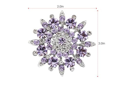 Alilang Adustable Silver Blue Purple Iridescent Crystal Rhinestones Snowflake Flower Floral Ring - color: Lilac