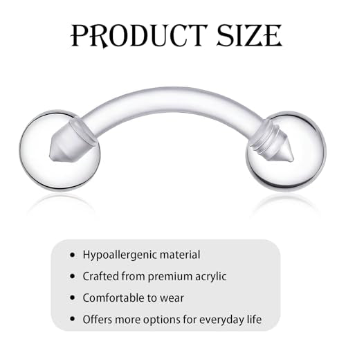 12 Pack Plastic Belly Button Rings Clear Tongue Rings Pregnancy Belly Ring | Curved Barbell Clear Piercing Retainer Invisible Navel Ring for Surgery Work Sports