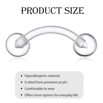 12 Pack Plastic Belly Button Rings Clear Tongue Rings Pregnancy Belly Ring | Curved Barbell Clear Piercing Retainer Invisible Navel Ring for Surgery Work Sports